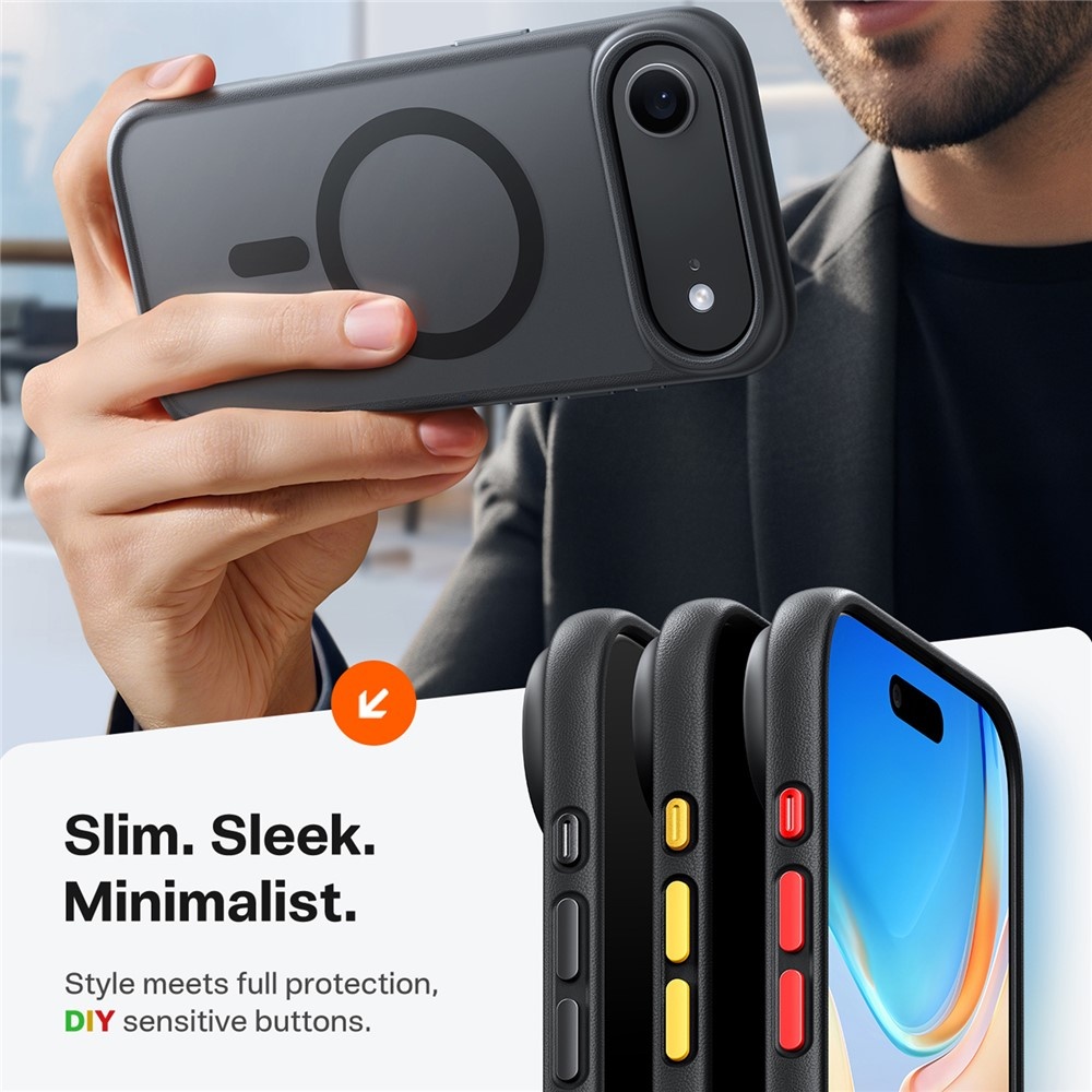 Torras iPhone 17 Air hoesje - slanke, duurzame backcover met volledige MagSafe ondersteuning en schokbestendige bescherming - Zwart