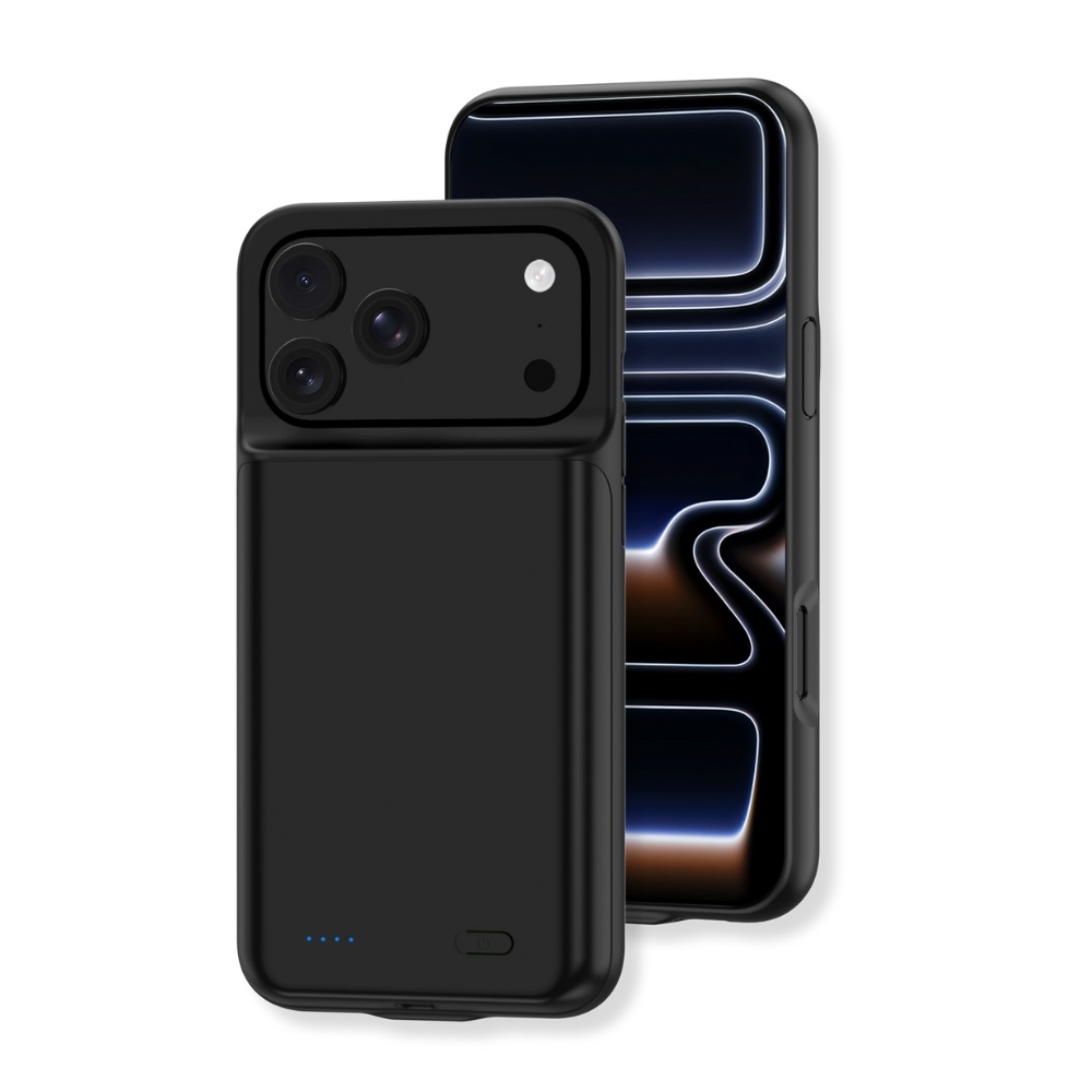 Lunso iPhone 17 Pro case - Powerbank hoesje 7000 mAh - Zwart