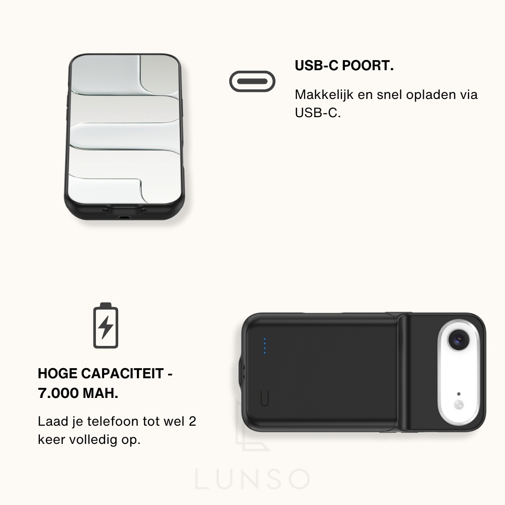 iPhone 17 Air Powerbank hoesje 7000 mAh hoes - Zwart