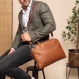 The Chesterfield Brand Tilbury leren laptoptas voor 13 en 14 inch laptops - Cognac