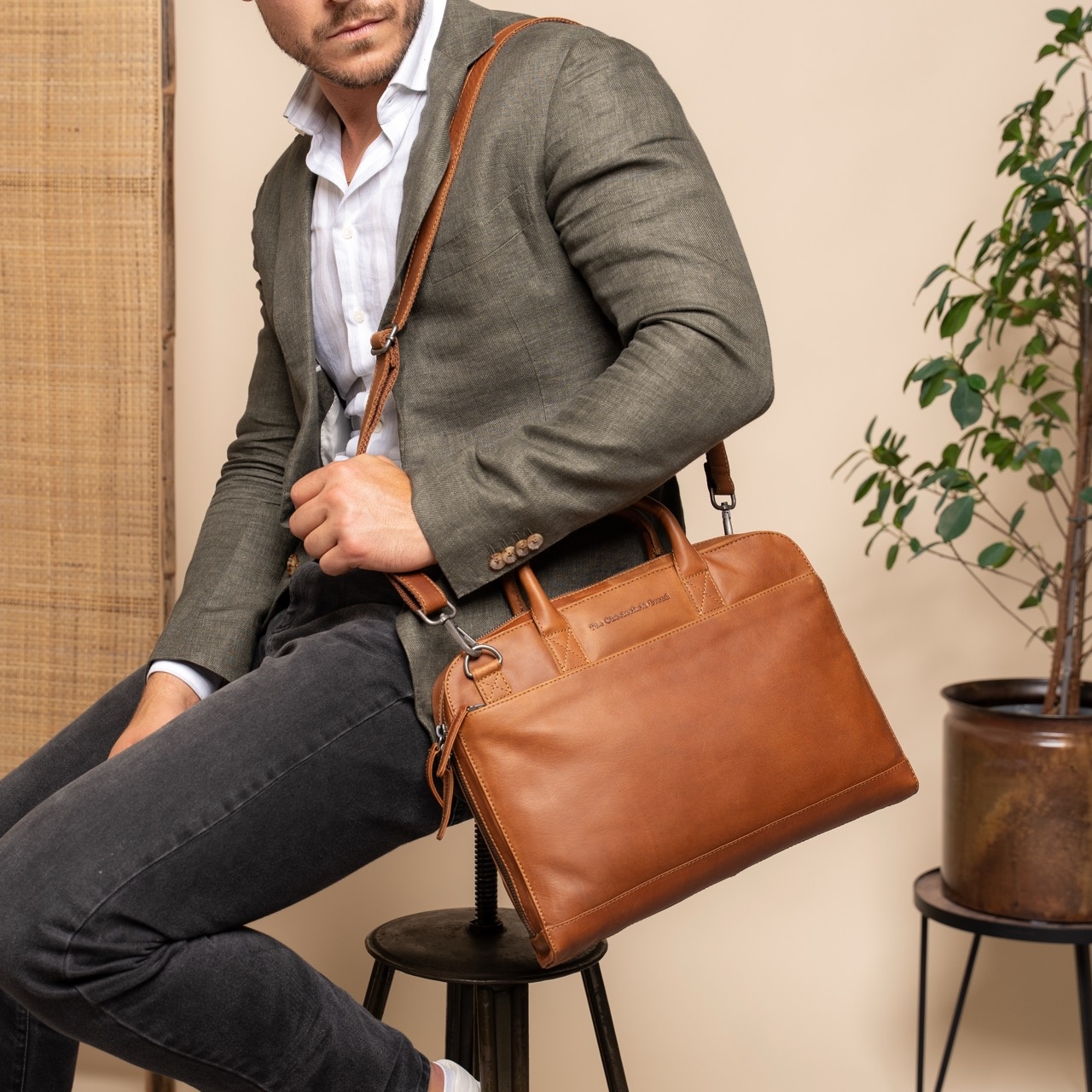 The Chesterfield Brand Tilbury leren laptoptas voor 13 en 14 inch laptops - Cognac