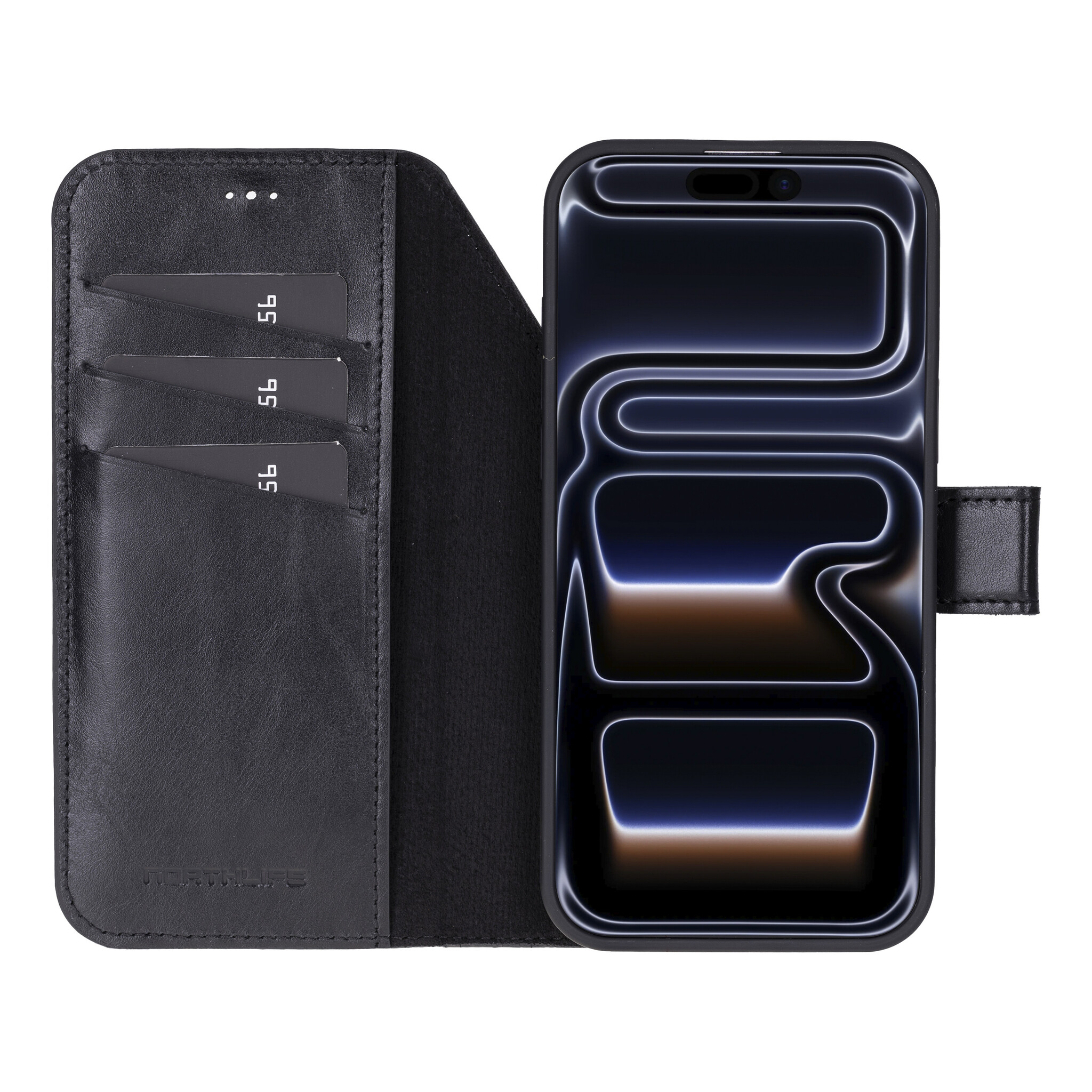 iPhone 17 Pro Max leren afneembare 2-in-1 bookcase telefoonhoes - Zwart