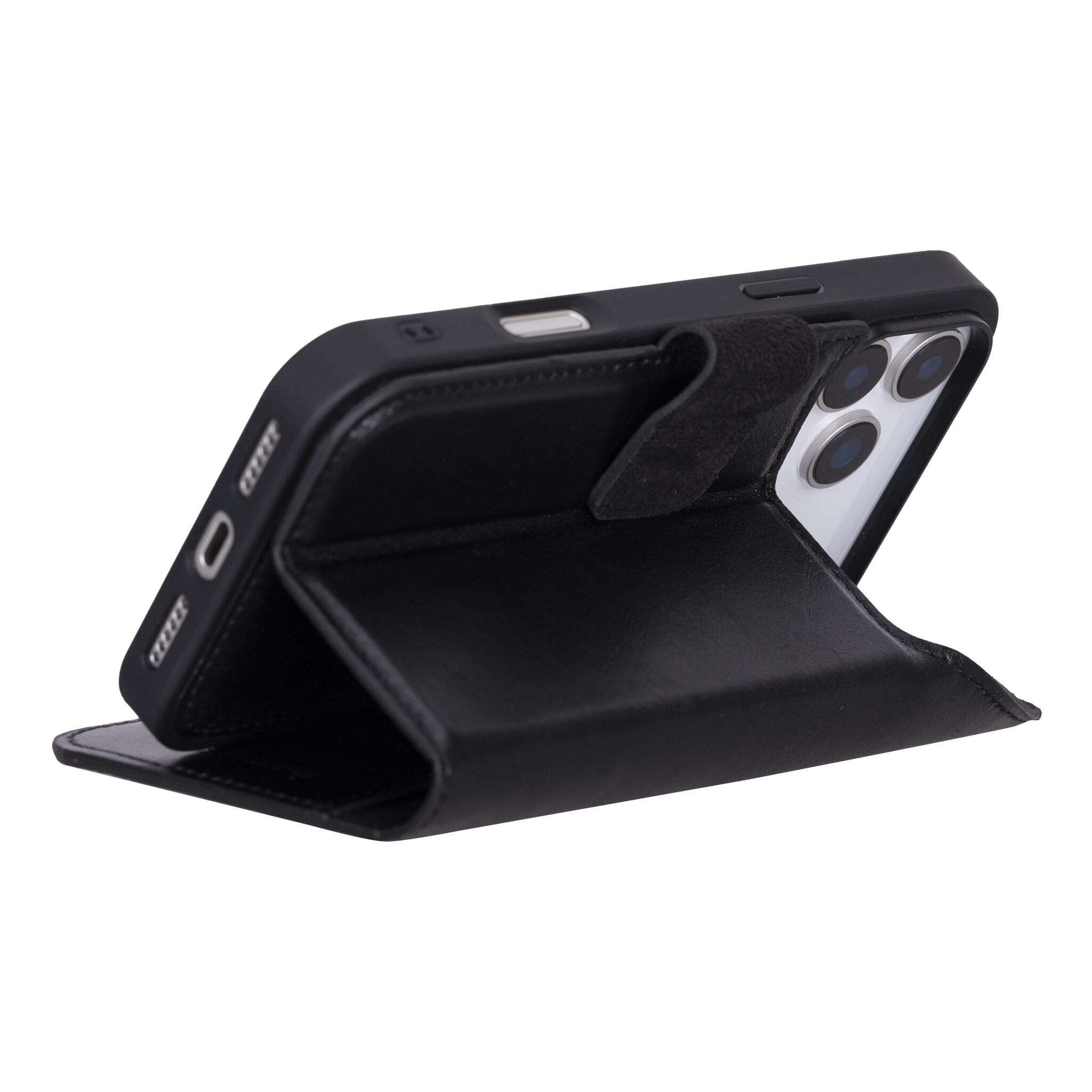 iPhone 17 Pro Max leren afneembare 2-in-1 bookcase telefoonhoes - Zwart