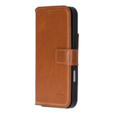 iPhone 17 Pro Max leren afneembare 2-in-1 bookcase telefoonhoes - Cognac