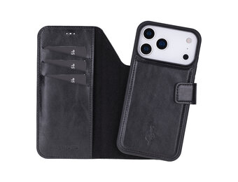 NorthLife iPhone 17 Pro - Leren Afneembare 2-in-1 bookcase telefoonhoes - Zwart