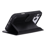 iPhone 17 Pro leren afneembare 2-in-1 bookcase telefoonhoes - Zwart