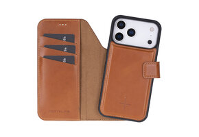 NorthLife iPhone 17 Pro - Leren Afneembare 2-in-1 bookcase telefoonhoes - Cognac