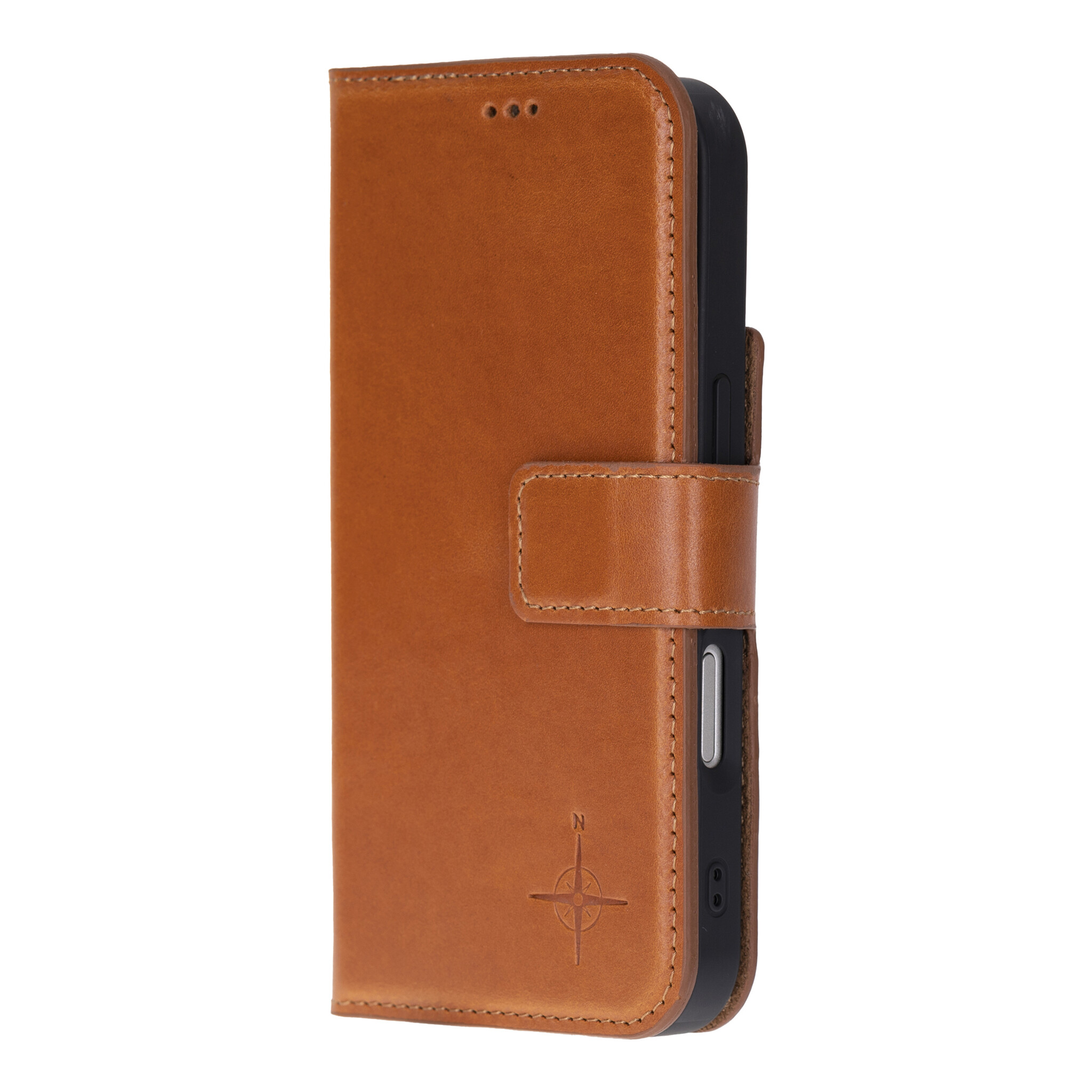 iPhone 17 Air leren afneembare 2-in-1 bookcase telefoonhoes - Cognac