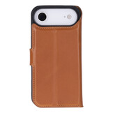 iPhone 17 Air leren afneembare 2-in-1 bookcase telefoonhoes - Cognac