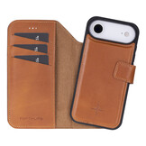 iPhone 17 Air leren afneembare 2-in-1 bookcase telefoonhoes - Cognac