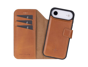 NorthLife iPhone 17 Air - Leren Afneembare 2-in-1 bookcase telefoonhoes - Cognac