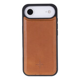 iPhone 17 Air leren afneembare 2-in-1 bookcase telefoonhoes - Cognac