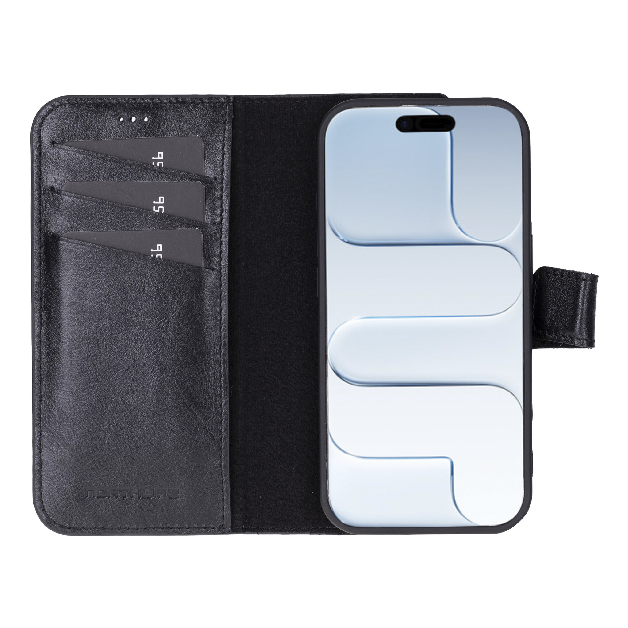 iPhone 17 leren afneembare 2-in-1 bookcase telefoonhoes - Zwart