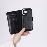 iPhone 17 leren afneembare 2-in-1 bookcase telefoonhoes - Zwart