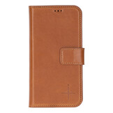 iPhone 17 leren afneembare 2-in-1 bookcase telefoonhoes - Cognac