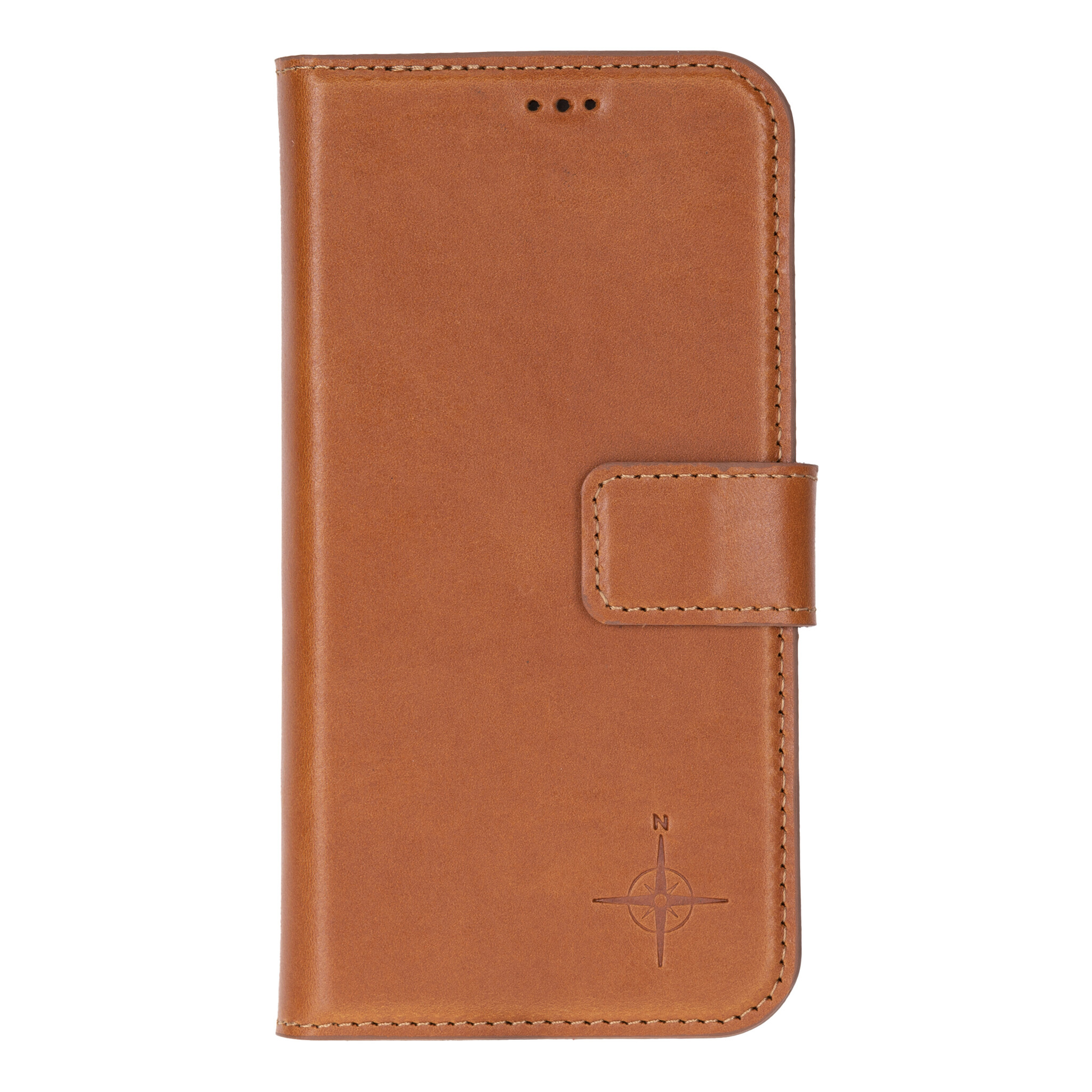 iPhone 17 leren afneembare 2-in-1 bookcase telefoonhoes - Cognac