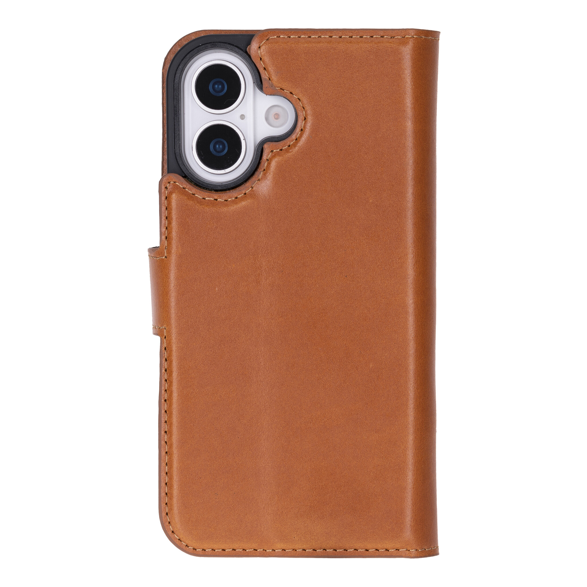 iPhone 17 leren afneembare 2-in-1 bookcase telefoonhoes - Cognac