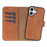 iPhone 17 leren afneembare 2-in-1 bookcase telefoonhoes - Cognac