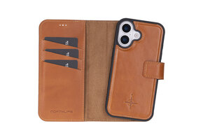 NorthLife iPhone 17 - Leren Afneembare 2-in-1 bookcase telefoonhoes - Cognac