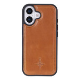 iPhone 17 leren afneembare 2-in-1 bookcase telefoonhoes - Cognac