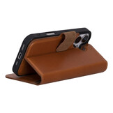 iPhone 17 leren afneembare 2-in-1 bookcase telefoonhoes - Cognac