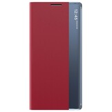 Samsung Galaxy S26 PU-Leren Window view cover hoes - Smart Notificatie Venster - Standaardfunctie - Magnetische Sluiting - Rood