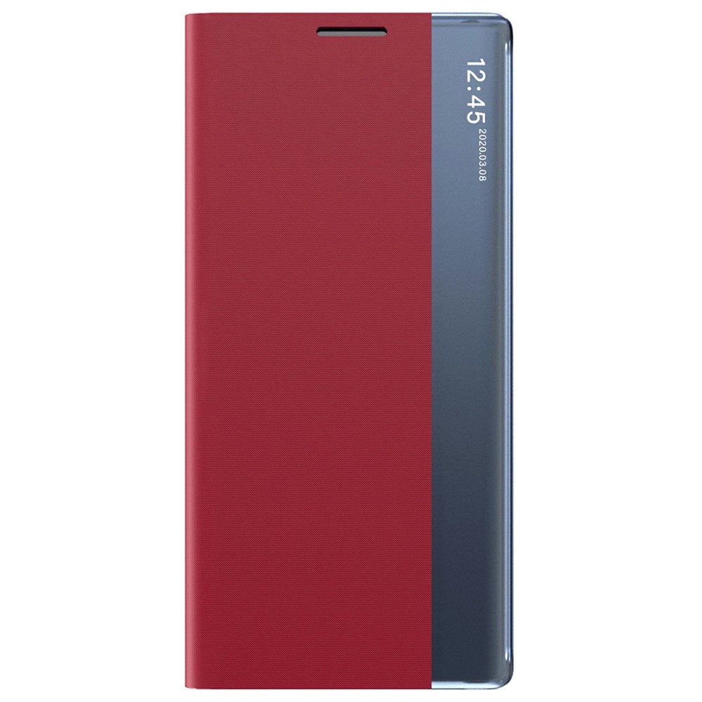 Samsung Galaxy S26 PU-Leren Window view cover hoes - Smart Notificatie Venster - Standaardfunctie - Magnetische Sluiting - Rood