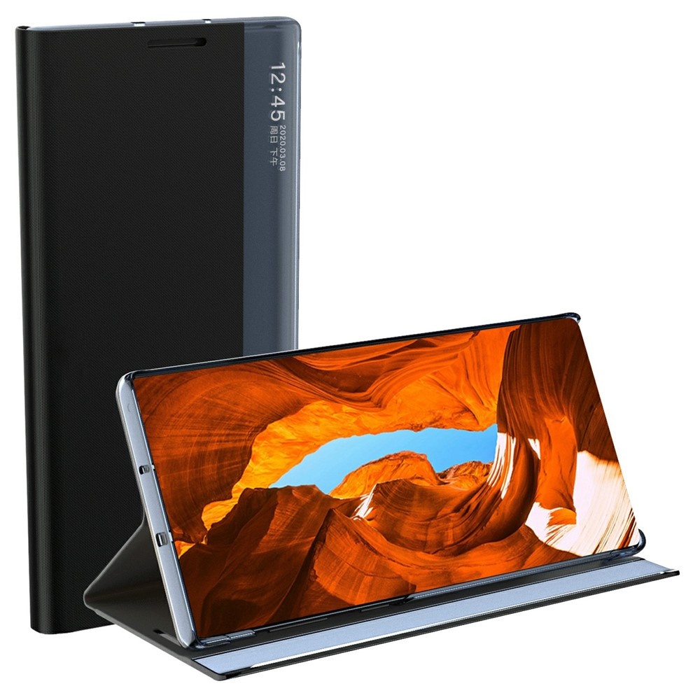 Samsung Galaxy S26 PU-Leren Window view cover hoes - Smart Notificatie Venster - Standaardfunctie - Magnetische Sluiting - Antraciet