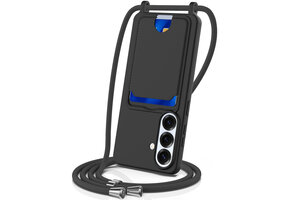 Casety Samsung Galaxy S26 - Telefoonhoes met koord en kaarthouder - Zwart