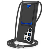 Samsung Galaxy S26 Ultra Telefoonhoes met koord + kaarthouder - Zwart