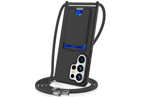 Casety Samsung Galaxy S26 Ultra - Telefoonhoes met koord en kaarthouder - Zwart