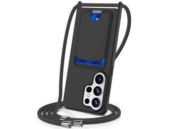 Casety Samsung Galaxy S26 Ultra - Telefoonhoes met koord en kaarthouder - Zwart