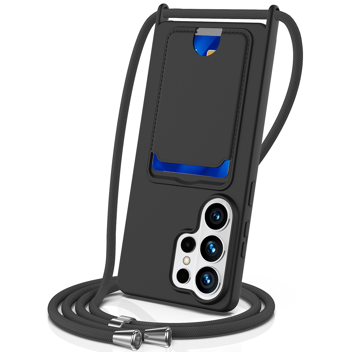 Samsung Galaxy S26 Ultra Telefoonhoes met koord + kaarthouder - Zwart