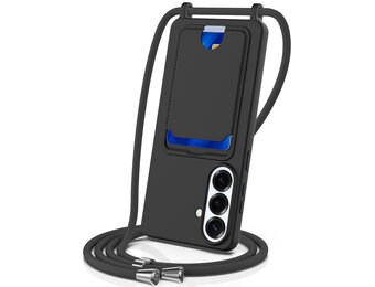 Casety Samsung Galaxy S26 Plus - Telefoonhoes met koord en kaarthouder - Zwart