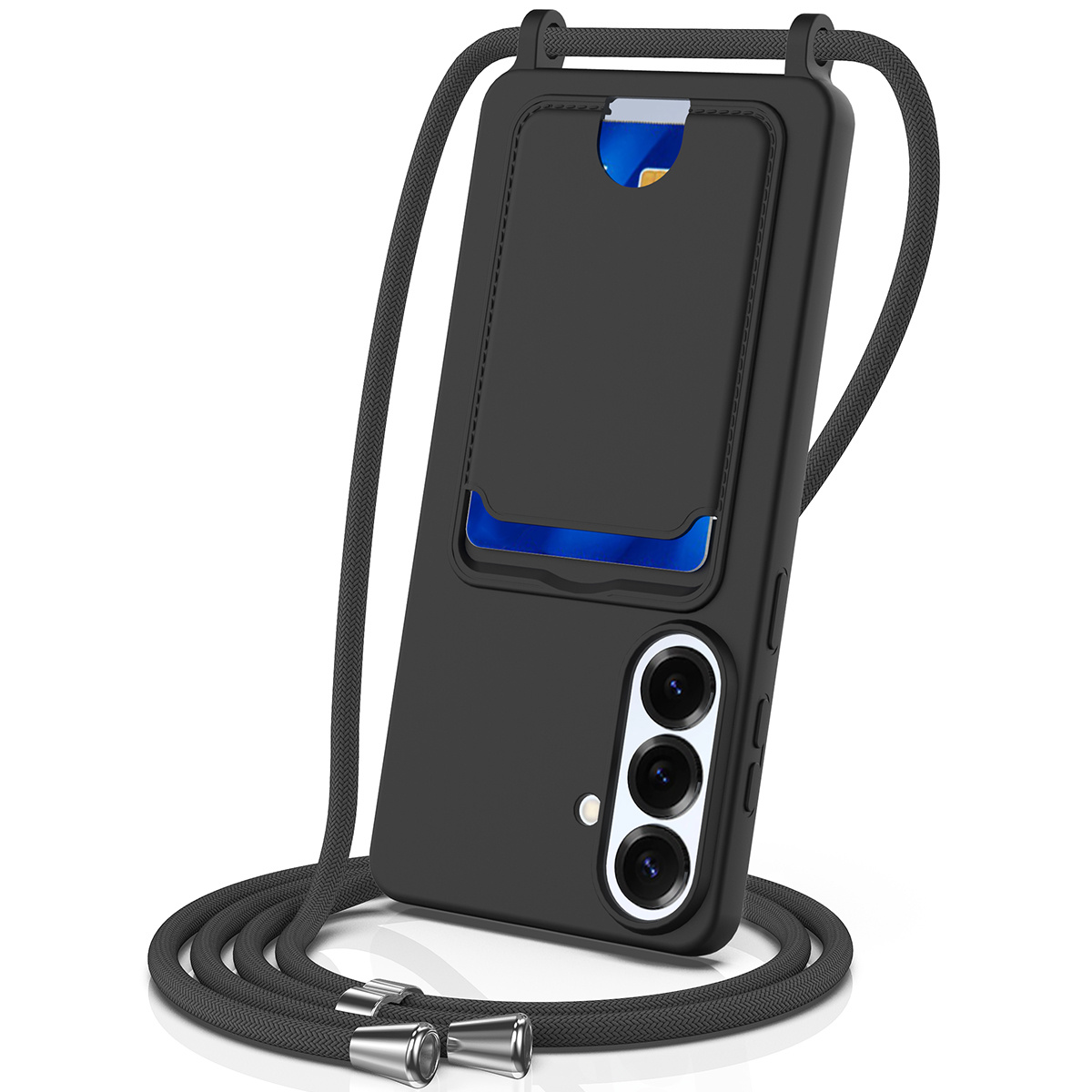Casety Samsung Galaxy S26 Plus - Telefoonhoes met koord en kaarthouder - Zwart