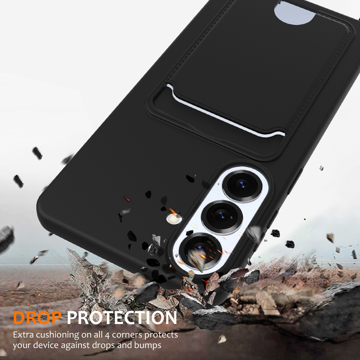 Samsung Galaxy S26 Plus Telefoonhoes met koord + kaarthouder - Zwart