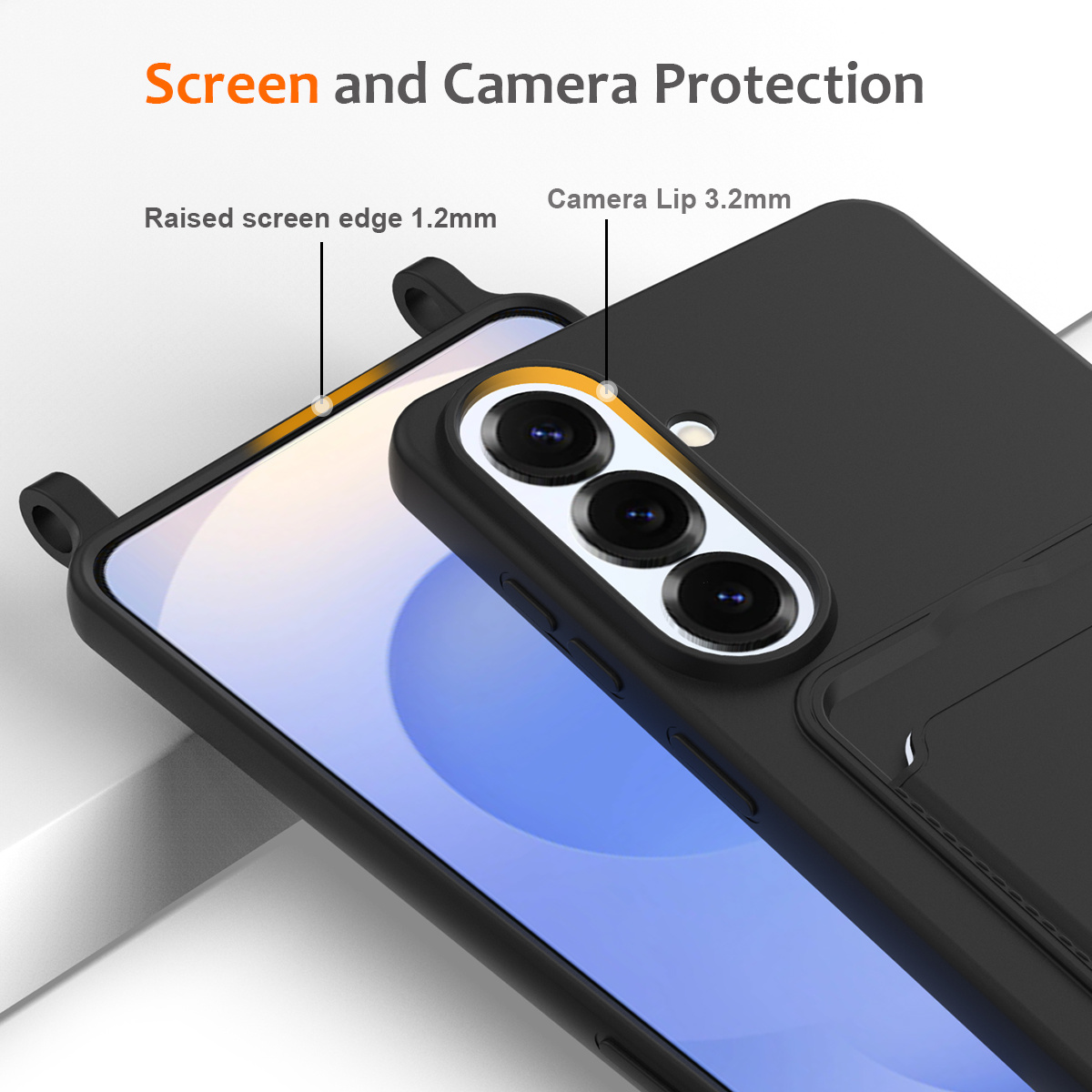 Samsung Galaxy S26 Plus Telefoonhoes met koord + kaarthouder - Zwart