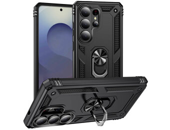 Casety Samsung Galaxy S26 Ultra hoesje - Armor backcover met ringhouder - Zwart