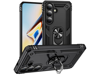 Casety Samsung Galaxy S26 Plus hoesje - Armor backcover met ringhouder - Zwart