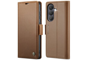 CaseMe Samsung Galaxy S26 PU-leren bookcase stand hoes - Bruin