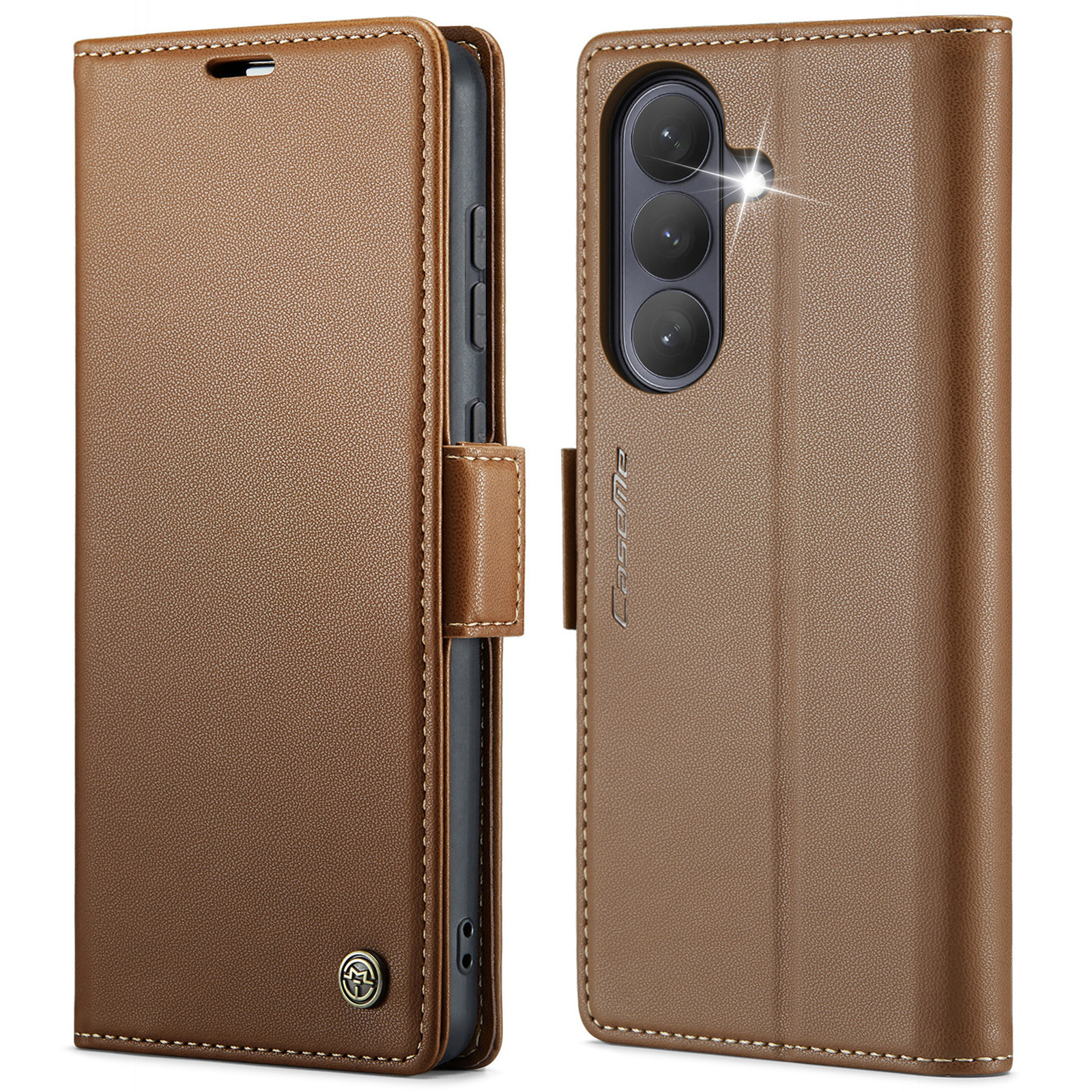 CaseMe Samsung Galaxy S26 PU-leren bookcase stand hoes - Bruin