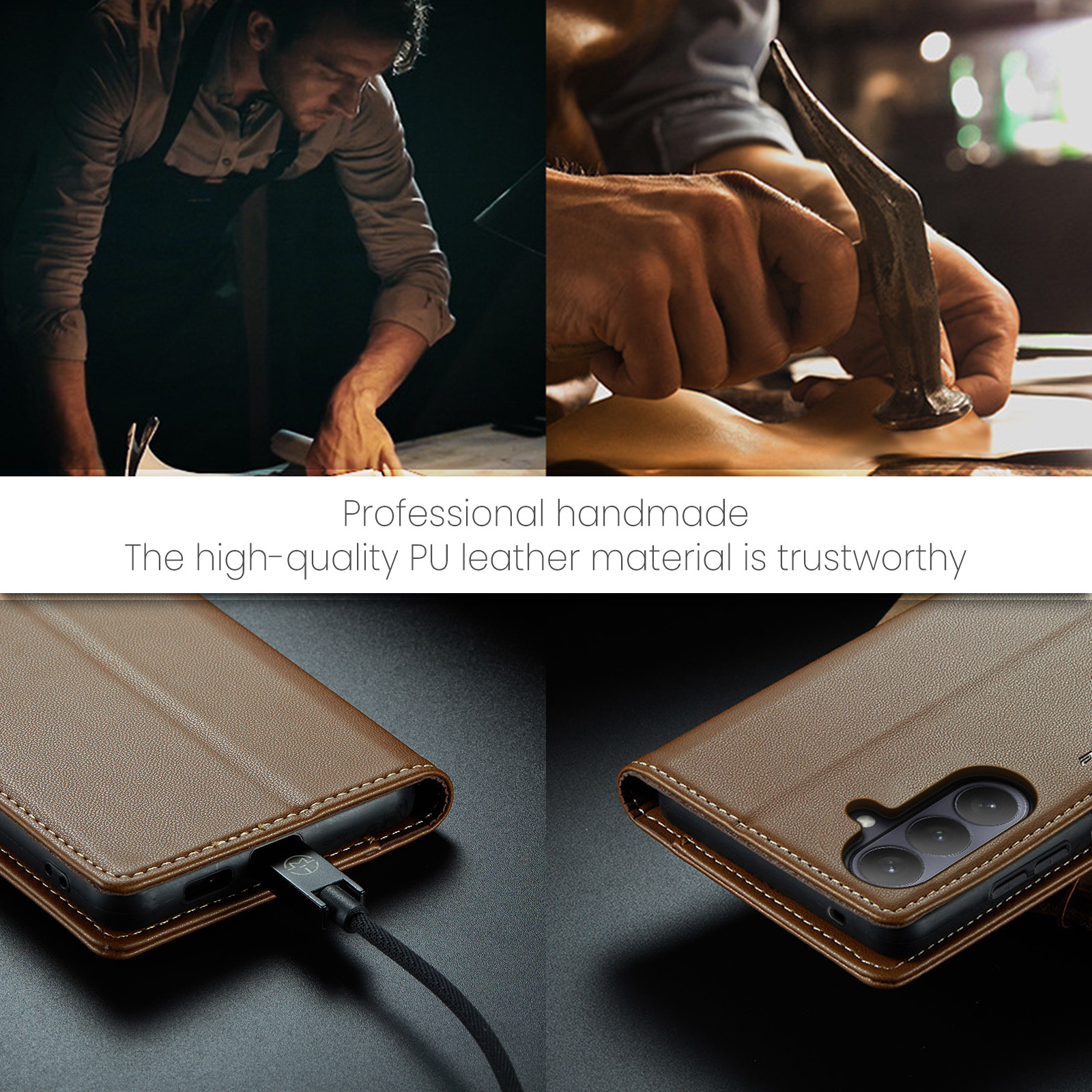 Samsung Galaxy S26 Bookcase - Luxe PU-Leren Bookcase - RFID-Blokkering - 3 Pasjeshouder - Standaardfunctie - Bruin