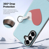 Samsung Galaxy S26 PU-leren backcover - 360° Ringhouder - Harten/Lichtblauw