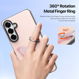 Samsung Galaxy S26 PU-leren backcover - 360° Ringhouder - Vlinder/Lichtroze