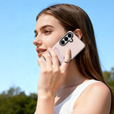 Samsung Galaxy S26 PU-leren backcover - 360° Ringhouder - Vlinder/Lichtroze