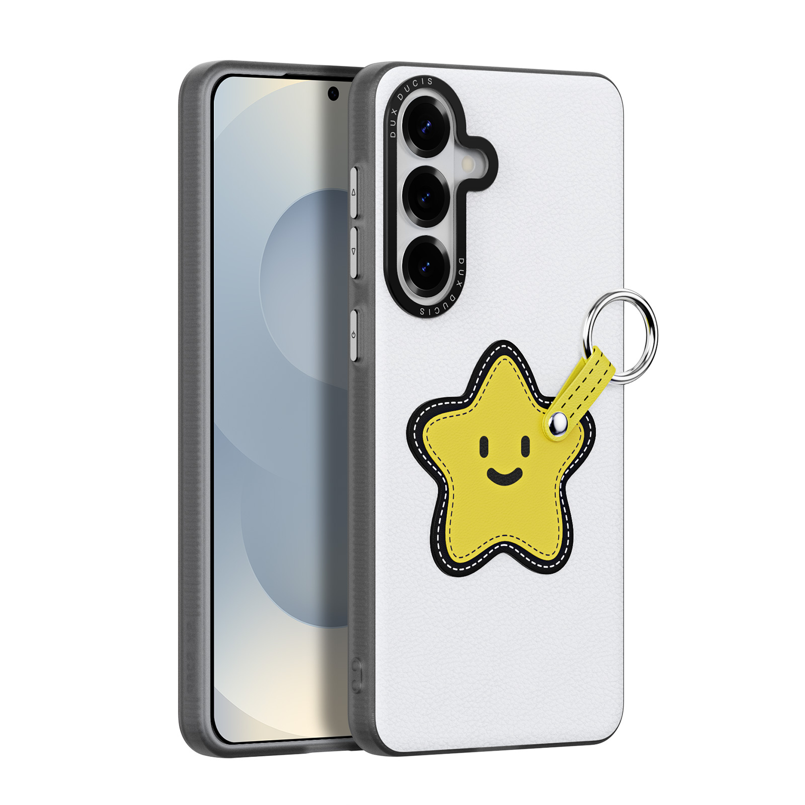 Dux Ducis Luvy Samsung Galaxy S26 PU-leren backcover hoes met ringhouder - Ster/Wit