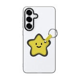 Samsung Galaxy S26 PU-leren backcover - 360° Ringhouder - Ster/Wit