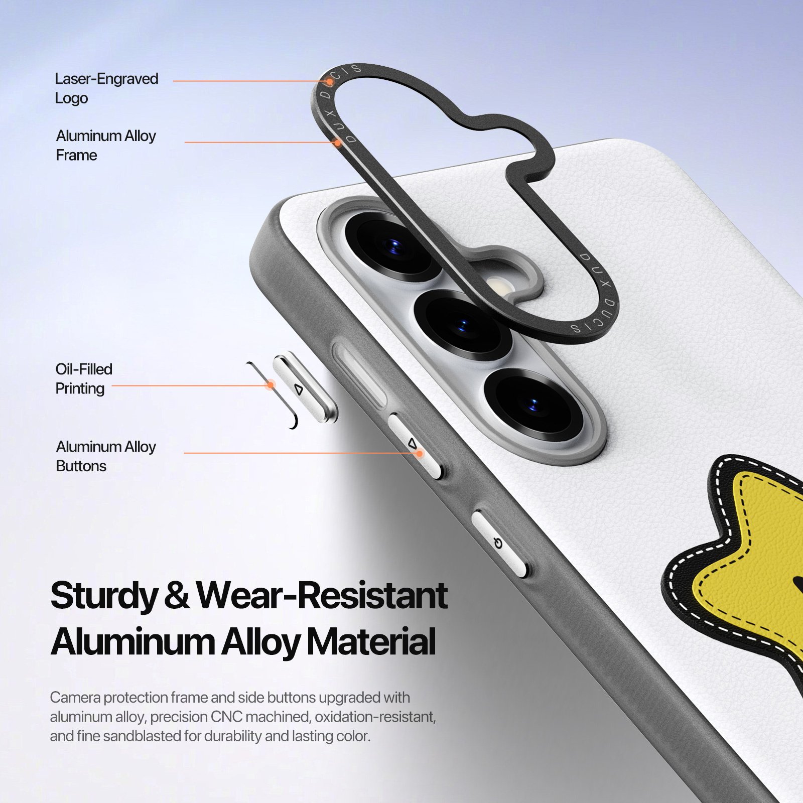 Samsung Galaxy S26 PU-leren backcover - 360° Ringhouder - Ster/Wit