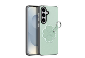 Dux Ducis Luvy Samsung Galaxy S26 PU-leren backcover hoes met ringhouder - Klavertje/Groen