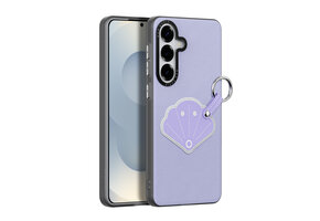 Dux Ducis Luvy Samsung Galaxy S26 PU-leren backcover hoes met ringhouder - Schelp/Lila